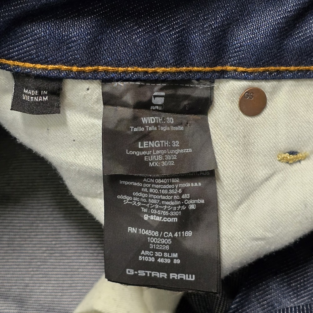 G Star Raw Mens Arc 3D Slim Denim Pants Jeans Size 30x32 Dark Wash - Picture 6 of 16